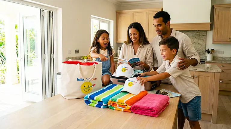 Familia lista para el viaje a Margarita