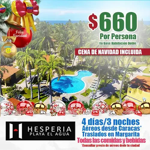 Estas Navidades escápate a Margarita al Hotel Hesperia Playa el Agua, Todo Incluido de Margarita.