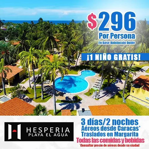 Oferta de Temporada Baja en el Hotel Hesperia Playa el Agua de Margarita - felizviaje.com